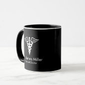 Voeg Jouw naam Medical Caduceus Symbol zwart wit t Mok (Voorkant links)
