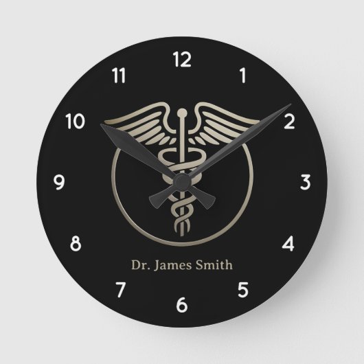 Voeg Jouw naam Medisch Symbool Doctor Custom toe Ronde Klok (Voorkant)