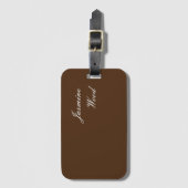 Voeg Jouw naam Modern Minimalist Brown toe Bagagelabel (Voorkant (verticaal))