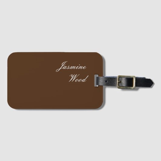 Voeg Jouw naam Modern Minimalist Brown toe Bagagelabel (Voorkant (horizontaal))