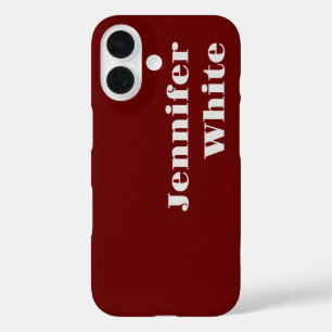 Voeg Jouw naam Modern Minimalist Plain Dark Red to iPhone 16 Hoesje