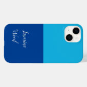 Voeg Jouw naam modern minimalistisch blauw toe Case-Mate iPhone Case (Achterkant (horizontaal))