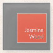 Voeg Jouw naam Modern Minimalistische Klein toe Glazen Onderzetter (Voorkant)