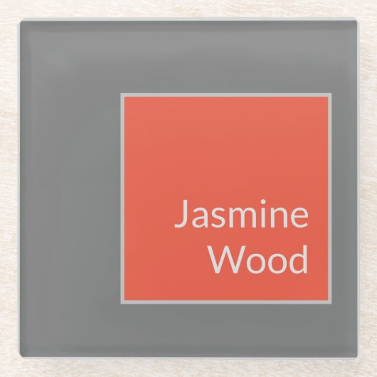 Voeg Jouw naam Modern Minimalistische Klein toe Glazen Onderzetter (Voorkant)