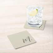 Voeg Jouw naam Modern Monogram Initiaal Kalligrafi Kartonnen Onderzetters (Insitu)