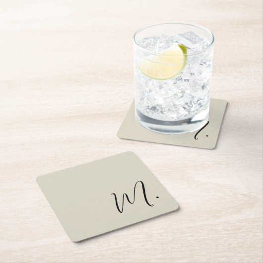 Voeg Jouw naam Modern Monogram Initiaal Kalligrafi Kartonnen Onderzetters (Insitu)