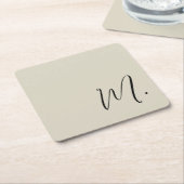 Voeg Jouw naam Modern Monogram Initiaal Kalligrafi Kartonnen Onderzetters (Schuin)
