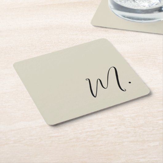 Voeg Jouw naam Modern Monogram Initiaal Kalligrafi Kartonnen Onderzetters (Schuin)