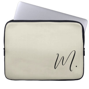Voeg Jouw naam Modern Monogram Initiaal Kalligrafi Laptop Sleeve
