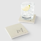 Voeg Jouw naam Modern Monogram Initiaal Kalligrafi Stenen Onderzetter (Zijkant)