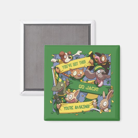 Voeg Jouw naam Motivatie Animal Fans Cartoon toe Magneet (Voorkant / Achterkant)