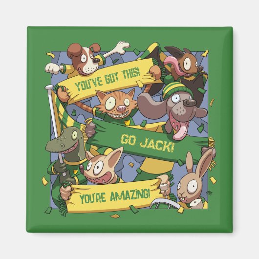 Voeg Jouw naam Motivatie Animal Fans Cartoon toe Magneet (Voorkant)