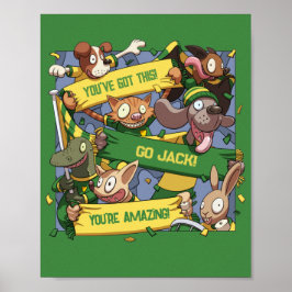 Voeg Jouw naam Motivatie Animal Fans Cartoon toe Poster