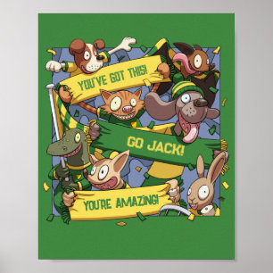 Voeg Jouw naam Motivatie Animal Fans Cartoon toe Poster