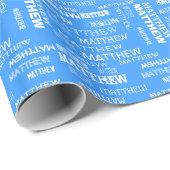 Voeg Jouw naam Mulitiple Times Personeelsblauw toe Cadeaupapier (Rol Hoek)