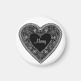 Voeg Jouw naam of Initialen Kant Hart Magneet