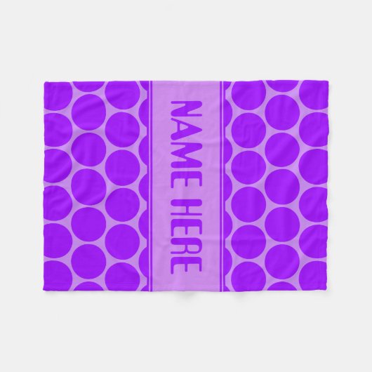Voeg Jouw naam Paarse Polka Dot Pattern toe Fleece Deken (Voorkant (Horizontaal))