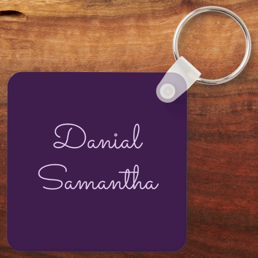 Voeg Jouw naam Purpule gepersonaliseerd toe Sleutelhanger (Achterkant)
