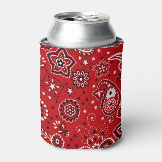 Voeg Jouw naam Red Bandana Print toe Blikjeskoeler (Blikje Voorkant)