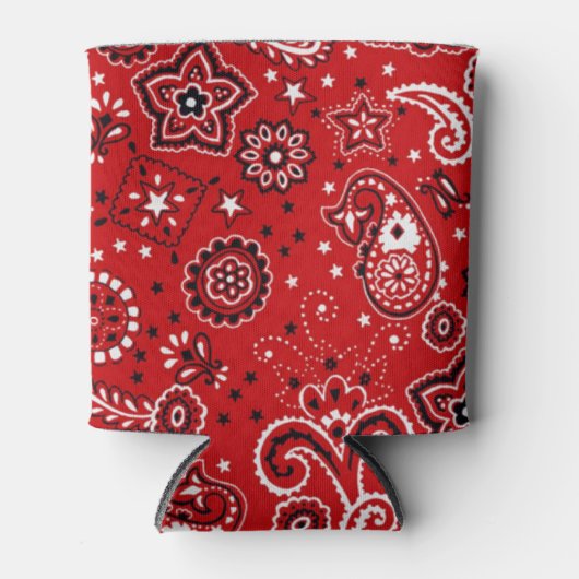 Voeg Jouw naam Red Bandana Print toe Blikjeskoeler (Voorkant)