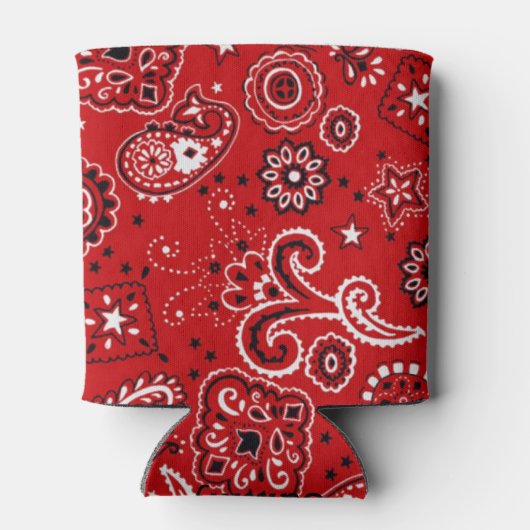 Voeg Jouw naam Red Bandana Print toe Blikjeskoeler (Achterkant)