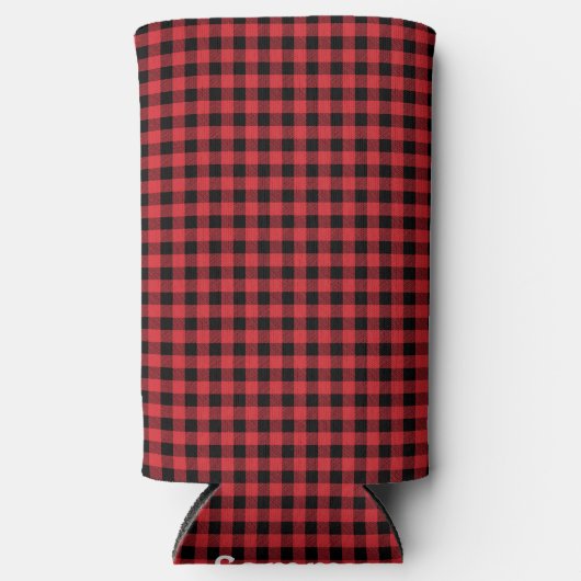 Voeg Jouw naam Red Black Buffalo Pset toe Seltzer Blikjeskoeler (Voorkant)