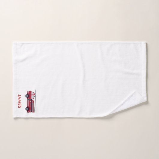 Voeg Jouw naam Red Fire truck gepersonaliseerde Ki Bad Handdoek (Handdoek)