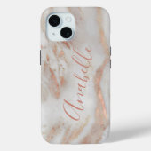 Voeg jouw naam roos goudmarmer chic script Case-Mate iPhone case (Achterkant)