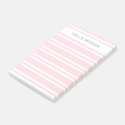 Voeg jouw naam roze gestripte notities toe post-it® notes (Schuin)