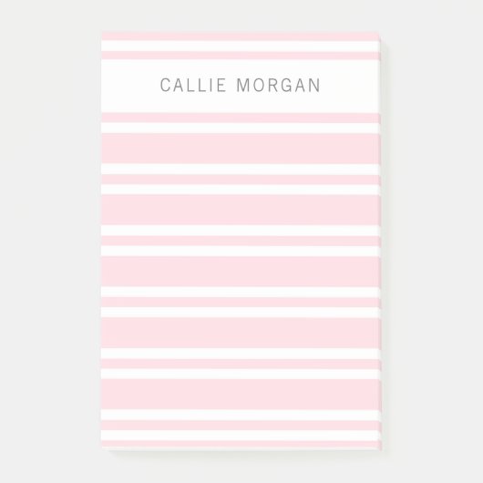 Voeg jouw naam roze gestripte notities toe post-it® notes (Voorkant)