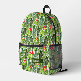 Voeg Jouw naam Schattige Groene Hippie Daisy Bloem Bedrukte Rugzak