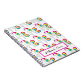 Voeg Jouw naam schattige kleurrijke eenhoorns Home Notitieboek (Rechterzijde)