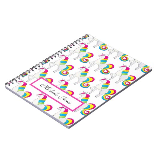 Voeg Jouw naam schattige kleurrijke eenhoorns Home Notitieboek (Linkerzijde)