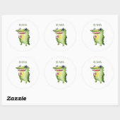Voeg jouw naam schattige krokodil sjabloon naam st ronde sticker (Vel)