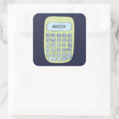 Voeg jouw naam schattige rekenmachine naam sjabloo vierkante sticker (Tas)