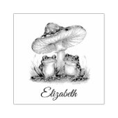 Voeg Jouw naam Schattigee kikker en paddenstoelen  Rubberstempel (Afrduk)
