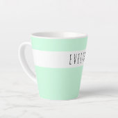 Voeg jouw naam Skinny Font Typografie Mint Green t Latte Mok (Linkerhoek)