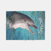 Voeg Jouw naam Smiling Dolphin Foto toe Fleece Deken (Voorkant (Horizontaal))