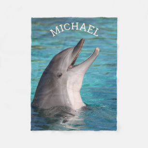Voeg Jouw naam Smiling Dolphin Foto toe Fleece Deken