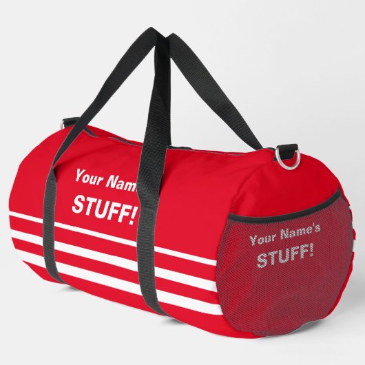 Voeg Jouw naam Tekst Onderwerp Bright Red toe Plunjezak (Rechterhoek)