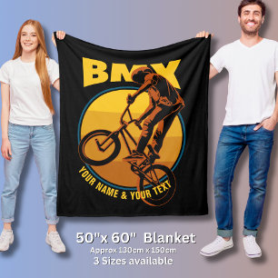 Voeg Jouw naam & TEKST toe, BMX Flying Rider Fleece Deken