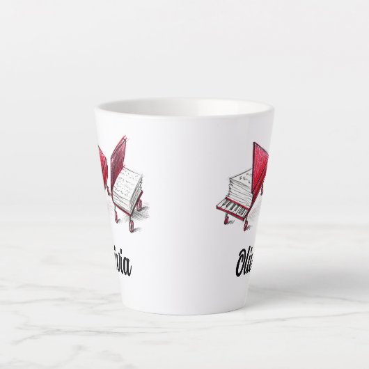 Voeg Jouw naam toe aan Grote Pianoboek Schets Latte Mok (Voorkant)