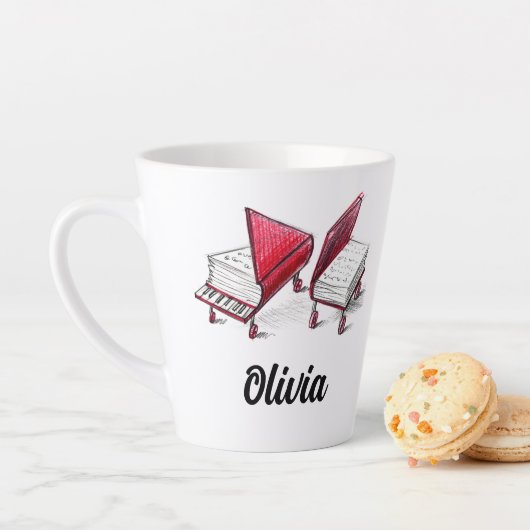 Voeg Jouw naam toe aan Grote Pianoboek Schets Latte Mok (In situ)