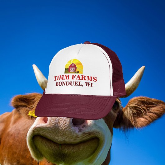 Voeg Jouw naam toe aan Red Barn Big Sun Sky Farmer Trucker Pet