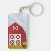 Voeg Jouw naam toe aan Red Barn met Blue Sky Sleutelhanger (achterkant)