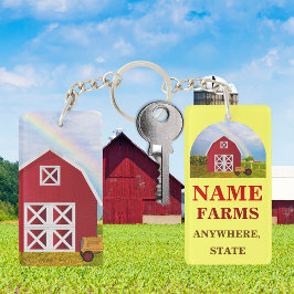 Voeg Jouw naam toe aan Red Barn met Blue Sky Sleutelhanger