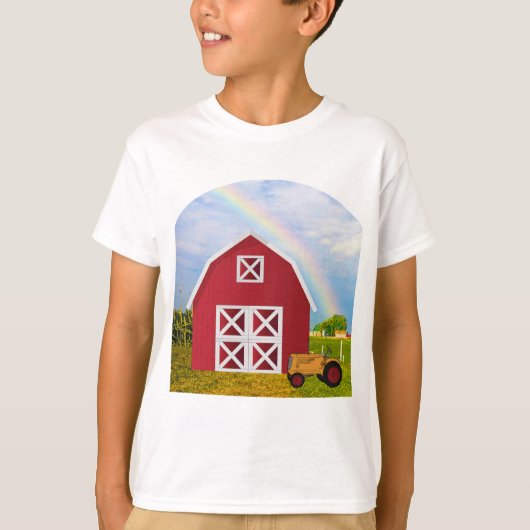 Voeg Jouw naam toe aan Red Barn met Blue Sky T-shirt (Voorkant)