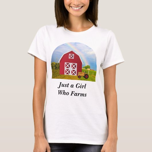 Voeg Jouw naam toe aan Red Barn met Blue Sky T-shirt (Voorkant)