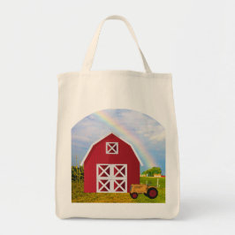 Voeg Jouw naam toe aan Red Barn met Blue Sky Tote Bag