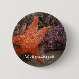 Voeg Jouw naam toe: kleurrijke Starfish/Zee Star F Ronde Button 5,7 Cm